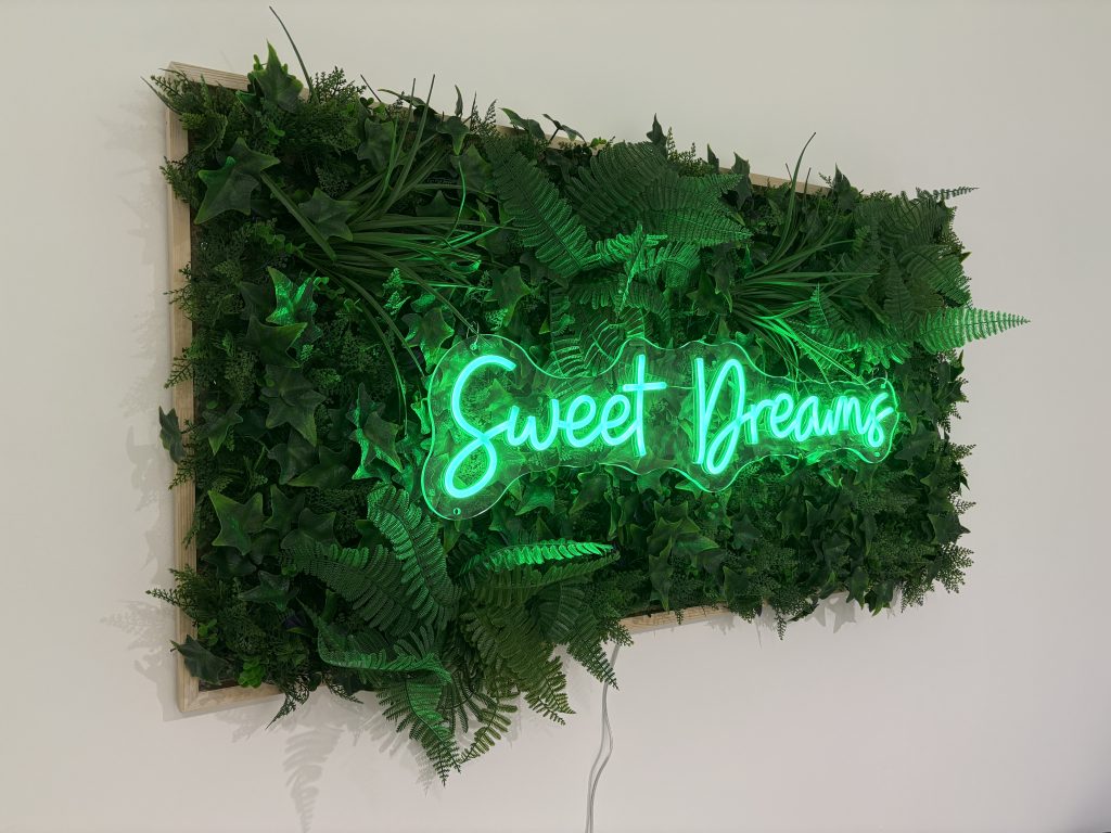 Cadre végétal avec néon